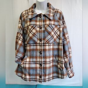 Democracy Women's Shaket Shirt Jacket Thick Flannel Size L